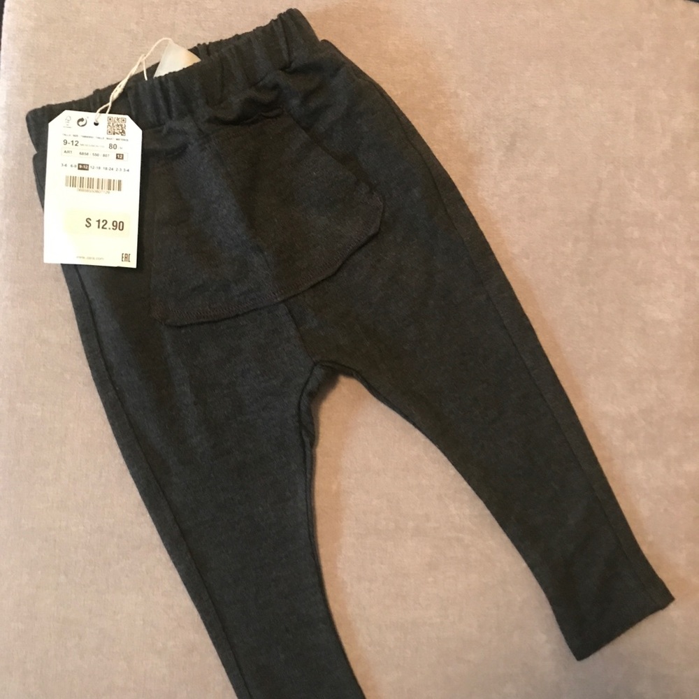 NWT Zara BabyBoy cotton pants, gray 9-12 months